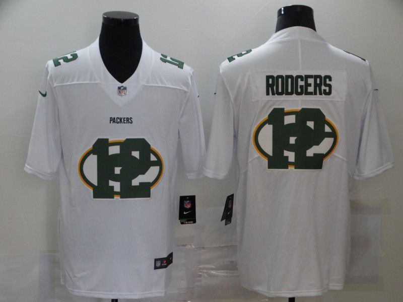 Men Green Bay Packers 12 Rodgers White shadow 2020 NFL Nike Jerseys